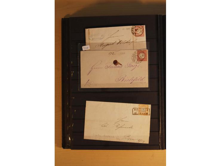 1872/74, Brustschilde, ungebrauchte und gestempelte Sammlung mit Briefen und Karten, dabei Einheiten, nachverwendete Stempel,