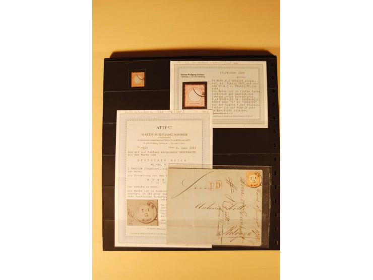 1872/74, Brustschilde-Spezial-Sammlung, überwiegend gestempelt mit ca. 130 Einzelmarken/Briefstücken und 35 Briefen/Karten, d