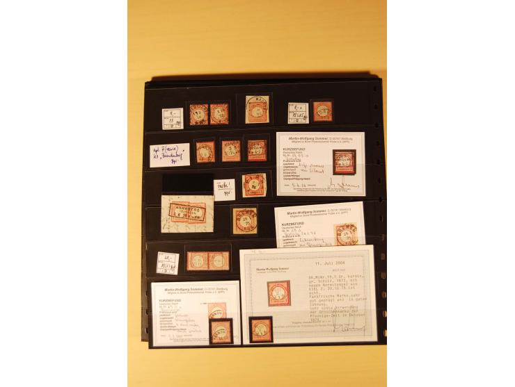 1872/74, Brustschilde-Spezial-Sammlung, überwiegend gestempelt mit ca. 130 Einzelmarken/Briefstücken und 35 Briefen/Karten, d
