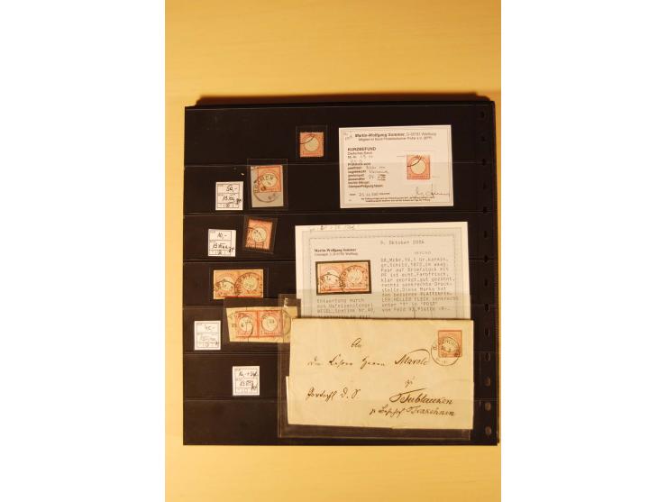 1872/74, Brustschilde-Spezial-Sammlung, überwiegend gestempelt mit ca. 130 Einzelmarken/Briefstücken und 35 Briefen/Karten, d