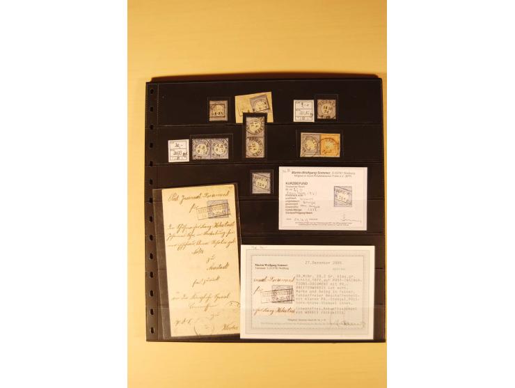 1872/74, Brustschilde-Spezial-Sammlung, überwiegend gestempelt mit ca. 130 Einzelmarken/Briefstücken und 35 Briefen/Karten, d