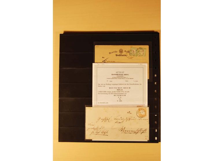 1872/74, Brustschilde-Spezial-Sammlung, überwiegend gestempelt mit ca. 130 Einzelmarken/Briefstücken und 35 Briefen/Karten, d
