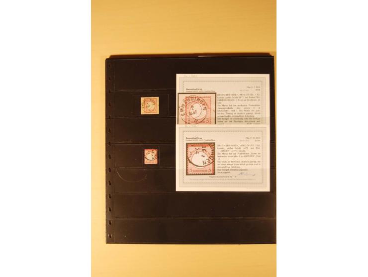1872/74, Brustschilde-Spezial-Sammlung, überwiegend gestempelt mit ca. 130 Einzelmarken/Briefstücken und 35 Briefen/Karten, d
