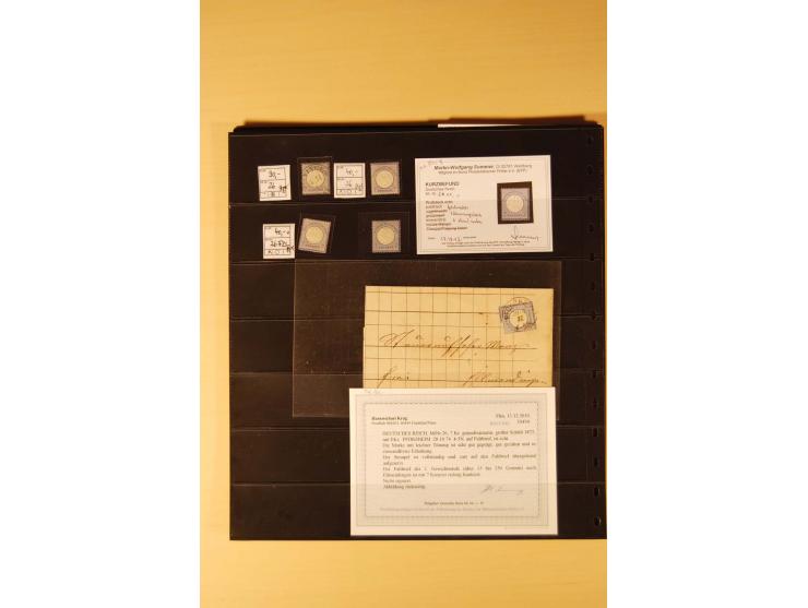 1872/74, Brustschilde-Spezial-Sammlung, überwiegend gestempelt mit ca. 130 Einzelmarken/Briefstücken und 35 Briefen/Karten, d