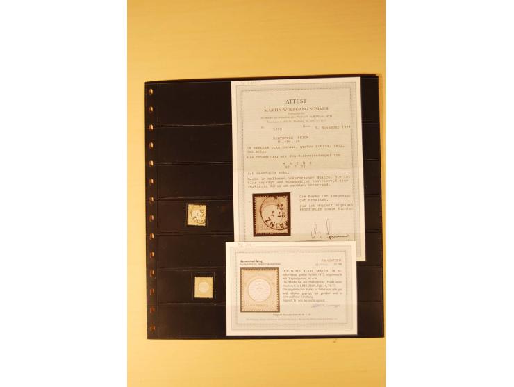 1872/74, Brustschilde-Spezial-Sammlung, überwiegend gestempelt mit ca. 130 Einzelmarken/Briefstücken und 35 Briefen/Karten, d