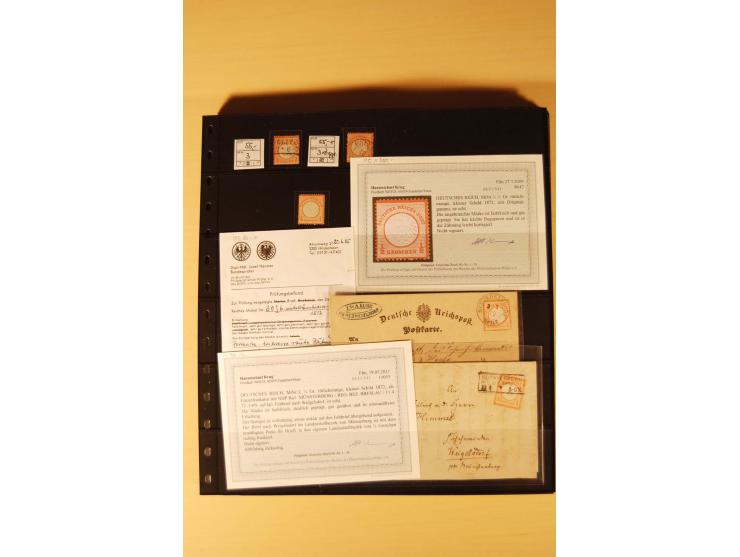 1872/74, Brustschilde-Spezial-Sammlung, überwiegend gestempelt mit ca. 130 Einzelmarken/Briefstücken und 35 Briefen/Karten, d