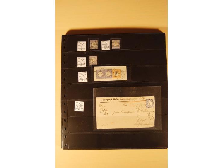 1872/74, Brustschilde-Spezial-Sammlung, überwiegend gestempelt mit ca. 130 Einzelmarken/Briefstücken und 35 Briefen/Karten, d