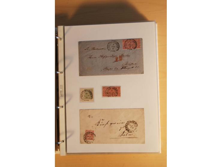 HUFEISENSTEMPEL: 1865/80 (ca.), sehr reichhaltige Sammlung auf losen Marken, Briefstücken und vielen Briefen, Karten, Ganzsac