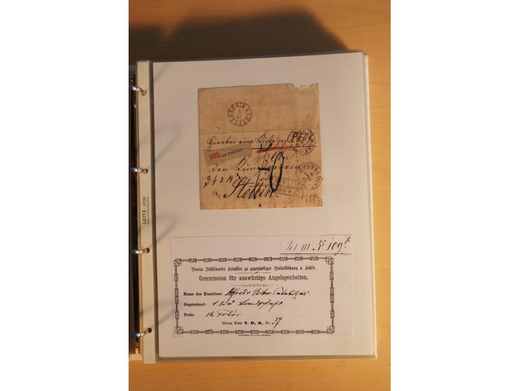 HUFEISENSTEMPEL: 1865/80 (ca.), sehr reichhaltige Sammlung auf losen Marken, Briefstücken und vielen Briefen, Karten, Ganzsac