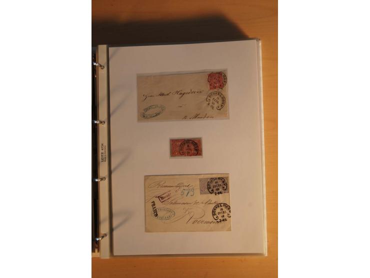 HUFEISENSTEMPEL: 1865/80 (ca.), sehr reichhaltige Sammlung auf losen Marken, Briefstücken und vielen Briefen, Karten, Ganzsac