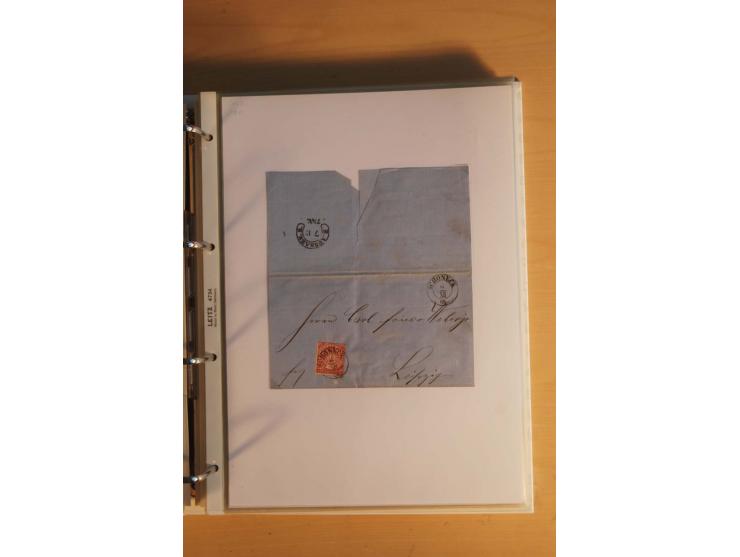 HUFEISENSTEMPEL: 1865/80 (ca.), sehr reichhaltige Sammlung auf losen Marken, Briefstücken und vielen Briefen, Karten, Ganzsac