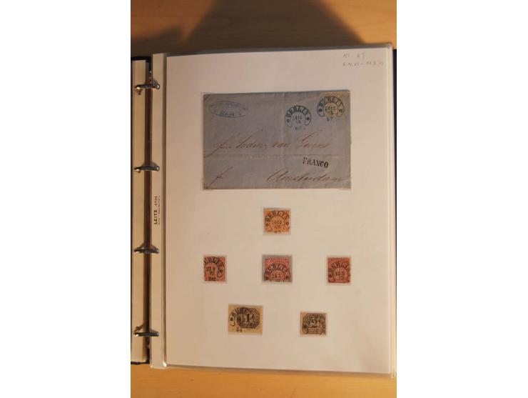 HUFEISENSTEMPEL: 1865/80 (ca.), sehr reichhaltige Sammlung auf losen Marken, Briefstücken und vielen Briefen, Karten, Ganzsac
