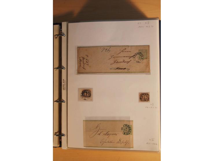 HUFEISENSTEMPEL: 1865/80 (ca.), sehr reichhaltige Sammlung auf losen Marken, Briefstücken und vielen Briefen, Karten, Ganzsac