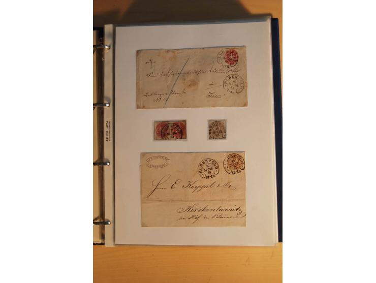 HUFEISENSTEMPEL: 1865/80 (ca.), sehr reichhaltige Sammlung auf losen Marken, Briefstücken und vielen Briefen, Karten, Ganzsac