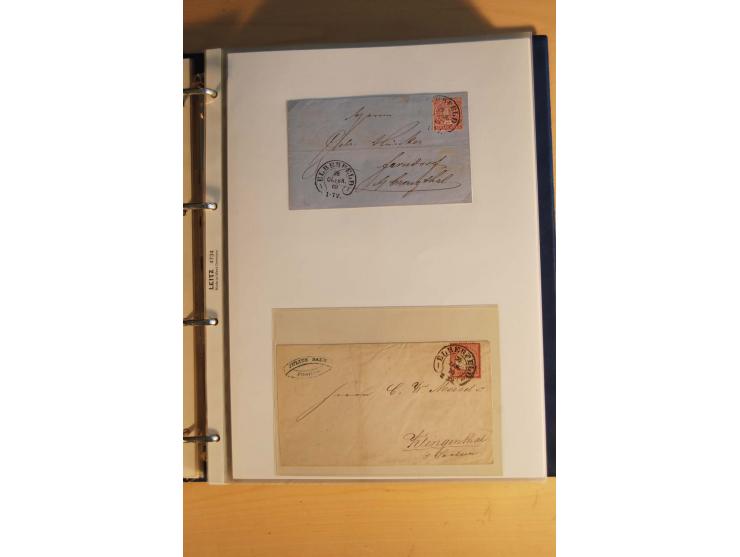 HUFEISENSTEMPEL: 1865/80 (ca.), sehr reichhaltige Sammlung auf losen Marken, Briefstücken und vielen Briefen, Karten, Ganzsac