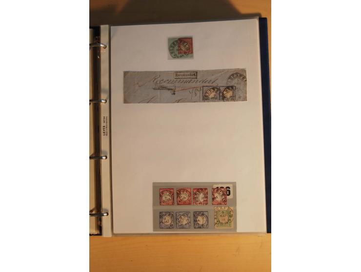 HUFEISENSTEMPEL: 1865/80 (ca.), sehr reichhaltige Sammlung auf losen Marken, Briefstücken und vielen Briefen, Karten, Ganzsac