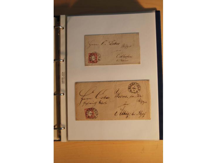 HUFEISENSTEMPEL: 1865/80 (ca.), sehr reichhaltige Sammlung auf losen Marken, Briefstücken und vielen Briefen, Karten, Ganzsac