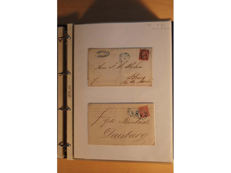 HUFEISENSTEMPEL: 1865/80 (ca.), sehr reichhaltige Sammlung auf losen Marken, Briefstücken und vielen Briefen, Karten, Ganzsac