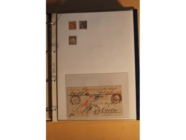 HUFEISENSTEMPEL: 1865/80 (ca.), sehr reichhaltige Sammlung auf losen Marken, Briefstücken und vielen Briefen, Karten, Ganzsac