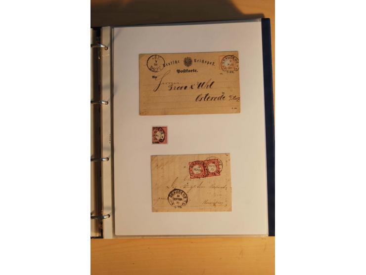 HUFEISENSTEMPEL: 1865/80 (ca.), sehr reichhaltige Sammlung auf losen Marken, Briefstücken und vielen Briefen, Karten, Ganzsac