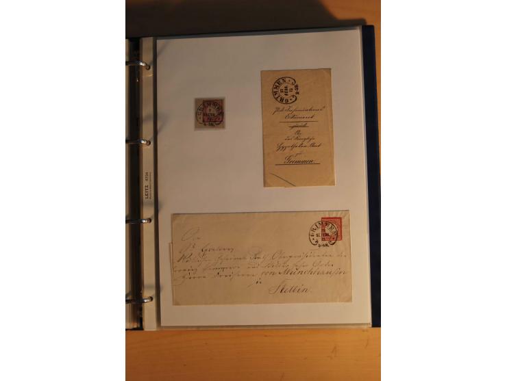 HUFEISENSTEMPEL: 1865/80 (ca.), sehr reichhaltige Sammlung auf losen Marken, Briefstücken und vielen Briefen, Karten, Ganzsac