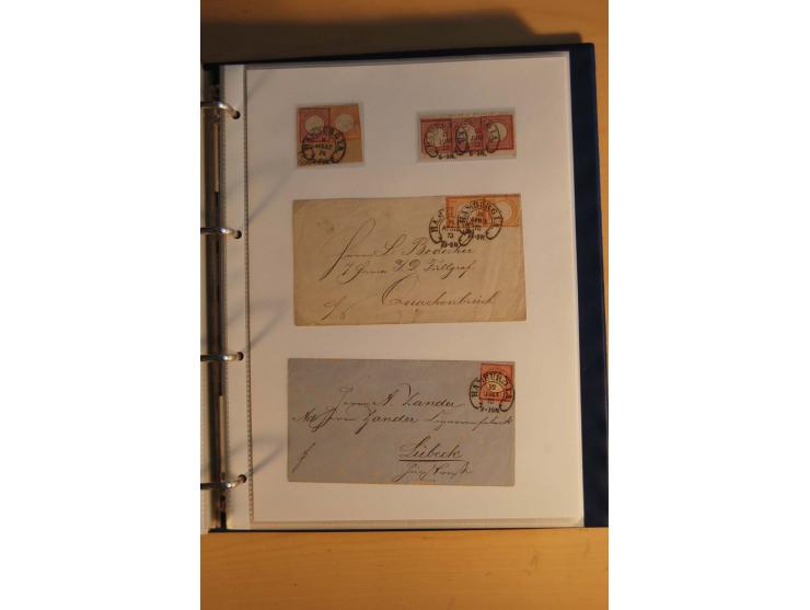 HUFEISENSTEMPEL: 1865/80 (ca.), sehr reichhaltige Sammlung auf losen Marken, Briefstücken und vielen Briefen, Karten, Ganzsac