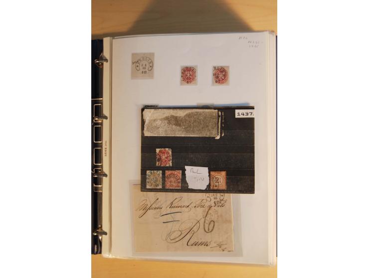 HUFEISENSTEMPEL: 1865/80 (ca.), sehr reichhaltige Sammlung auf losen Marken, Briefstücken und vielen Briefen, Karten, Ganzsac