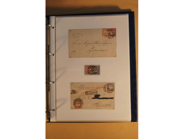 HUFEISENSTEMPEL: 1865/80 (ca.), sehr reichhaltige Sammlung auf losen Marken, Briefstücken und vielen Briefen, Karten, Ganzsac