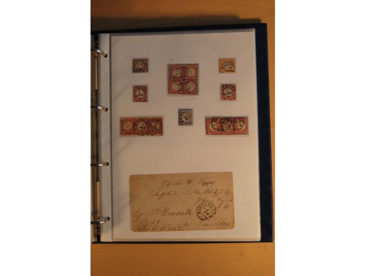 HUFEISENSTEMPEL: 1865/80 (ca.), sehr reichhaltige Sammlung auf losen Marken, Briefstücken und vielen Briefen, Karten, Ganzsac