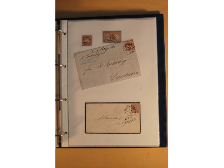 HUFEISENSTEMPEL: 1865/80 (ca.), sehr reichhaltige Sammlung auf losen Marken, Briefstücken und vielen Briefen, Karten, Ganzsac