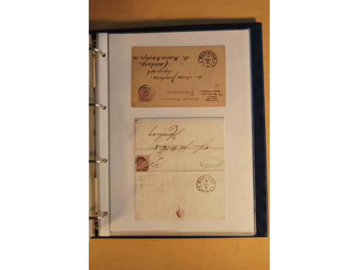 HUFEISENSTEMPEL: 1865/80 (ca.), sehr reichhaltige Sammlung auf losen Marken, Briefstücken und vielen Briefen, Karten, Ganzsac
