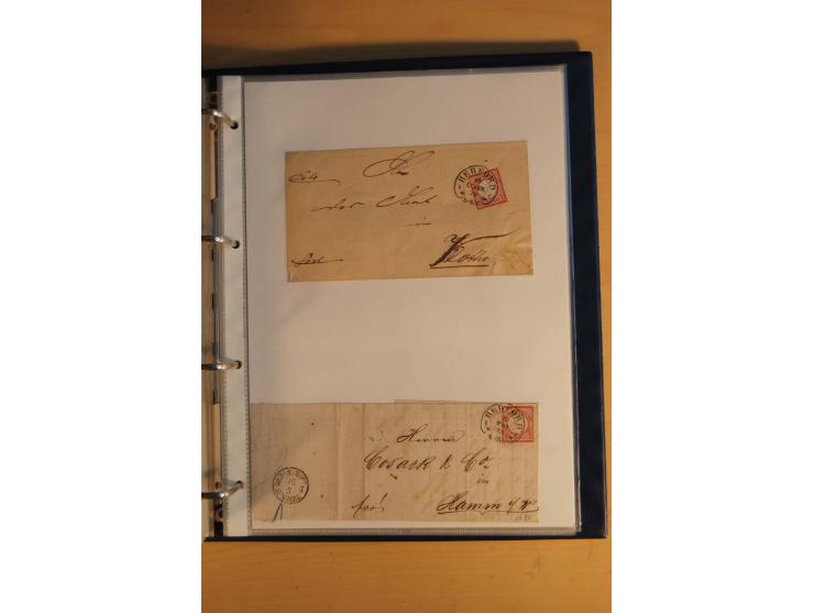 HUFEISENSTEMPEL: 1865/80 (ca.), sehr reichhaltige Sammlung auf losen Marken, Briefstücken und vielen Briefen, Karten, Ganzsac