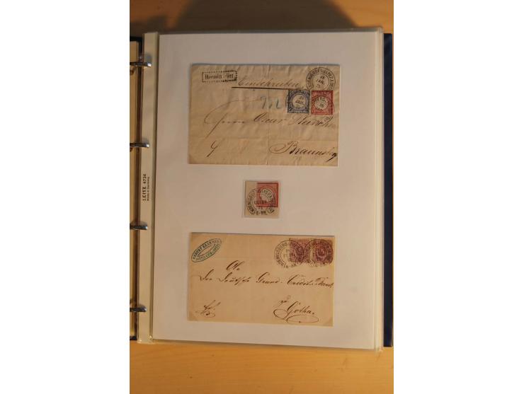 HUFEISENSTEMPEL: 1865/80 (ca.), sehr reichhaltige Sammlung auf losen Marken, Briefstücken und vielen Briefen, Karten, Ganzsac