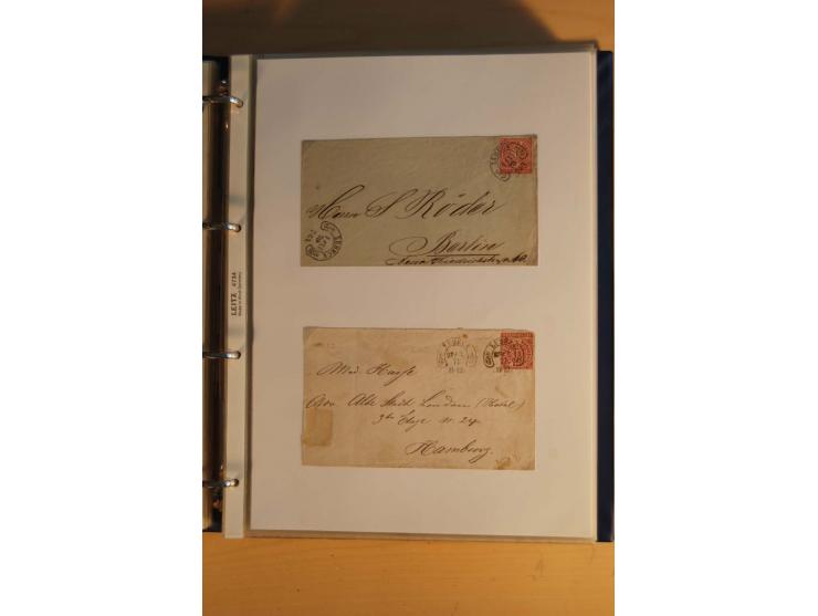 HUFEISENSTEMPEL: 1865/80 (ca.), sehr reichhaltige Sammlung auf losen Marken, Briefstücken und vielen Briefen, Karten, Ganzsac
