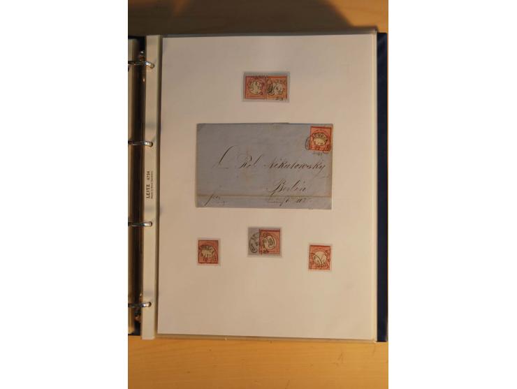 HUFEISENSTEMPEL: 1865/80 (ca.), sehr reichhaltige Sammlung auf losen Marken, Briefstücken und vielen Briefen, Karten, Ganzsac