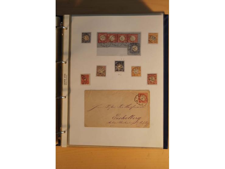 HUFEISENSTEMPEL: 1865/80 (ca.), sehr reichhaltige Sammlung auf losen Marken, Briefstücken und vielen Briefen, Karten, Ganzsac