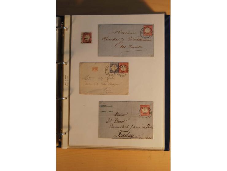 HUFEISENSTEMPEL: 1865/80 (ca.), sehr reichhaltige Sammlung auf losen Marken, Briefstücken und vielen Briefen, Karten, Ganzsac