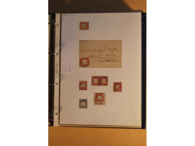 HUFEISENSTEMPEL: 1865/80 (ca.), sehr reichhaltige Sammlung auf losen Marken, Briefstücken und vielen Briefen, Karten, Ganzsac