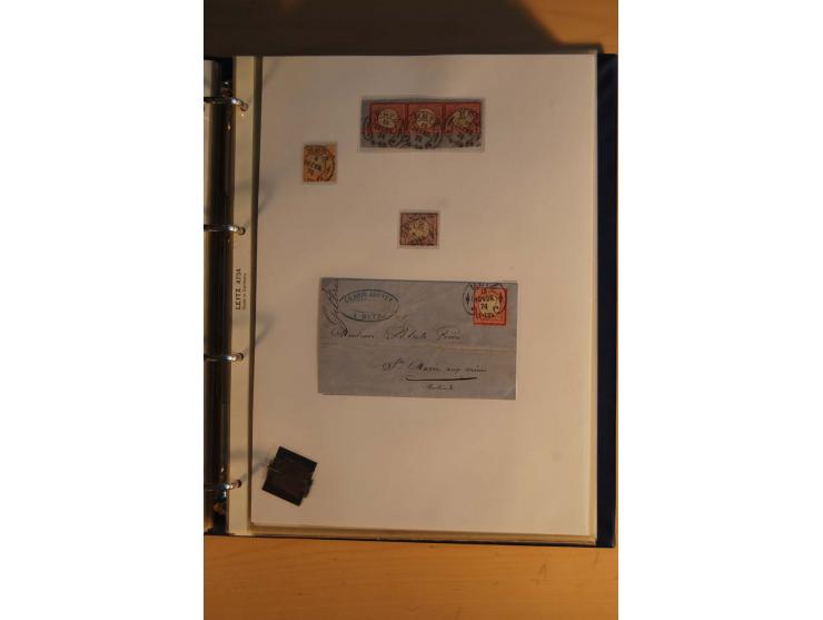 HUFEISENSTEMPEL: 1865/80 (ca.), sehr reichhaltige Sammlung auf losen Marken, Briefstücken und vielen Briefen, Karten, Ganzsac