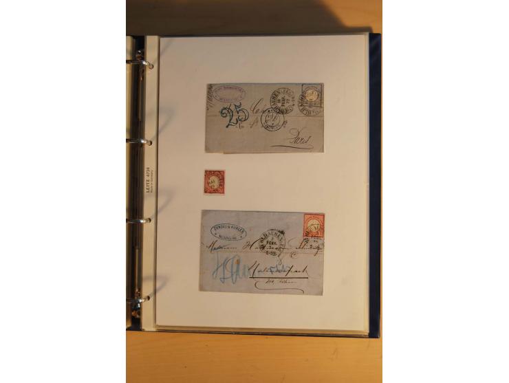 HUFEISENSTEMPEL: 1865/80 (ca.), sehr reichhaltige Sammlung auf losen Marken, Briefstücken und vielen Briefen, Karten, Ganzsac