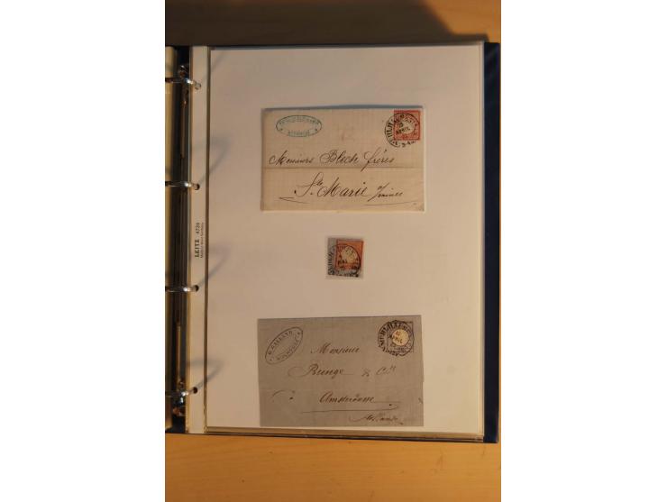 HUFEISENSTEMPEL: 1865/80 (ca.), sehr reichhaltige Sammlung auf losen Marken, Briefstücken und vielen Briefen, Karten, Ganzsac