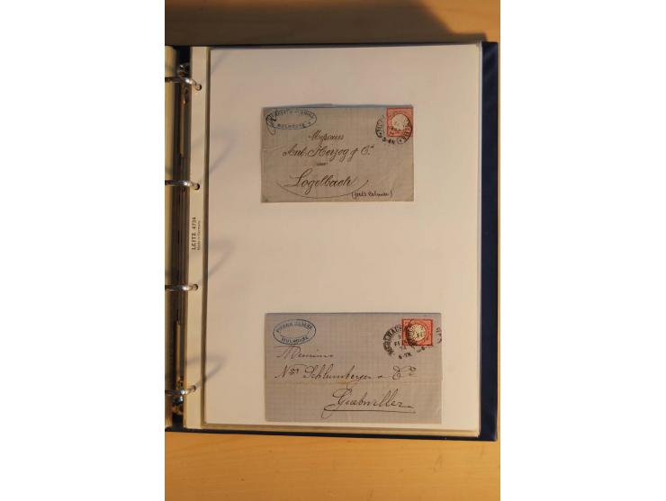 HUFEISENSTEMPEL: 1865/80 (ca.), sehr reichhaltige Sammlung auf losen Marken, Briefstücken und vielen Briefen, Karten, Ganzsac