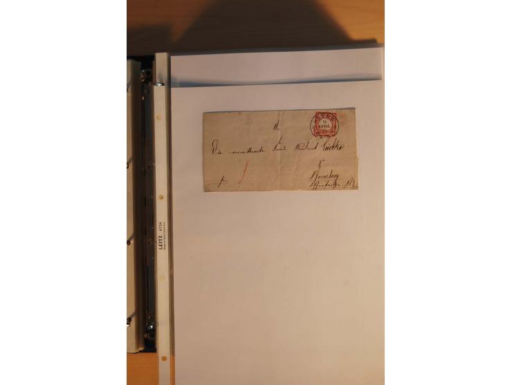 HUFEISENSTEMPEL: 1865/80 (ca.), sehr reichhaltige Sammlung auf losen Marken, Briefstücken und vielen Briefen, Karten, Ganzsac