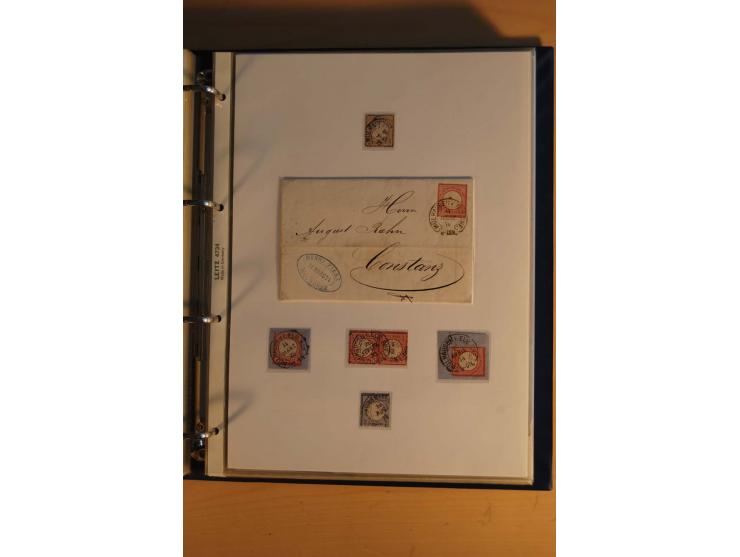 HUFEISENSTEMPEL: 1865/80 (ca.), sehr reichhaltige Sammlung auf losen Marken, Briefstücken und vielen Briefen, Karten, Ganzsac