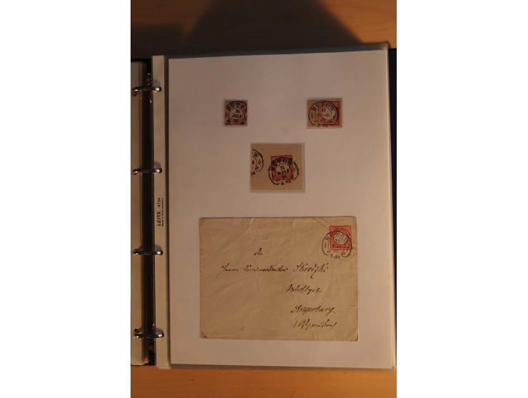 HUFEISENSTEMPEL: 1865/80 (ca.), sehr reichhaltige Sammlung auf losen Marken, Briefstücken und vielen Briefen, Karten, Ganzsac