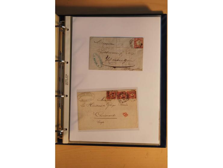 HUFEISENSTEMPEL: 1865/80 (ca.), sehr reichhaltige Sammlung auf losen Marken, Briefstücken und vielen Briefen, Karten, Ganzsac
