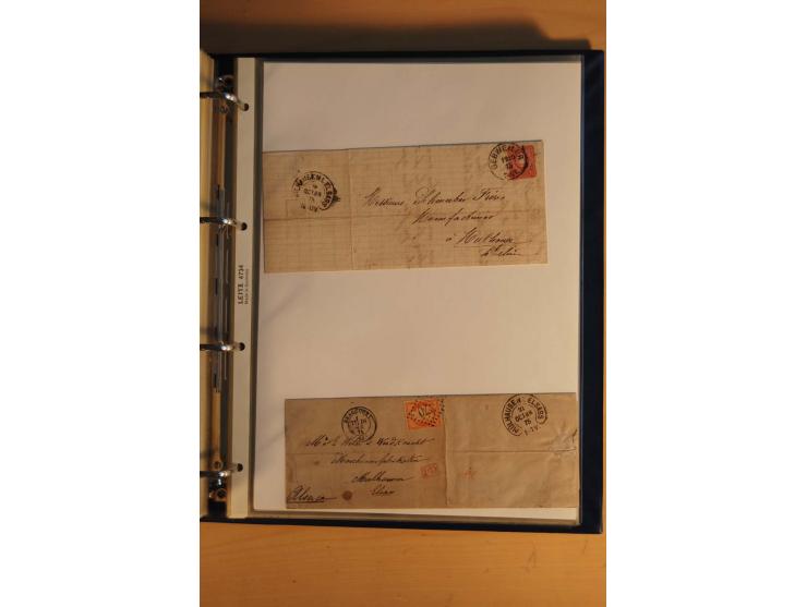 HUFEISENSTEMPEL: 1865/80 (ca.), sehr reichhaltige Sammlung auf losen Marken, Briefstücken und vielen Briefen, Karten, Ganzsac