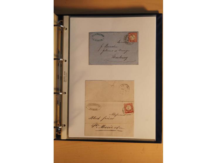 HUFEISENSTEMPEL: 1865/80 (ca.), sehr reichhaltige Sammlung auf losen Marken, Briefstücken und vielen Briefen, Karten, Ganzsac