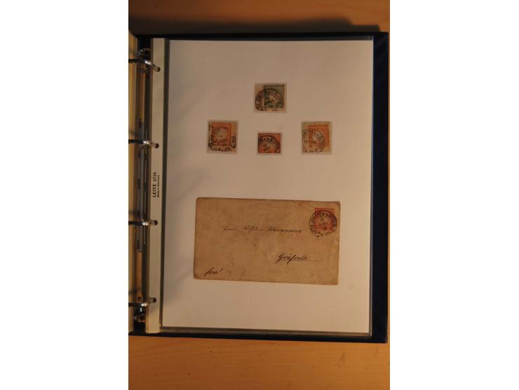 HUFEISENSTEMPEL: 1865/80 (ca.), sehr reichhaltige Sammlung auf losen Marken, Briefstücken und vielen Briefen, Karten, Ganzsac