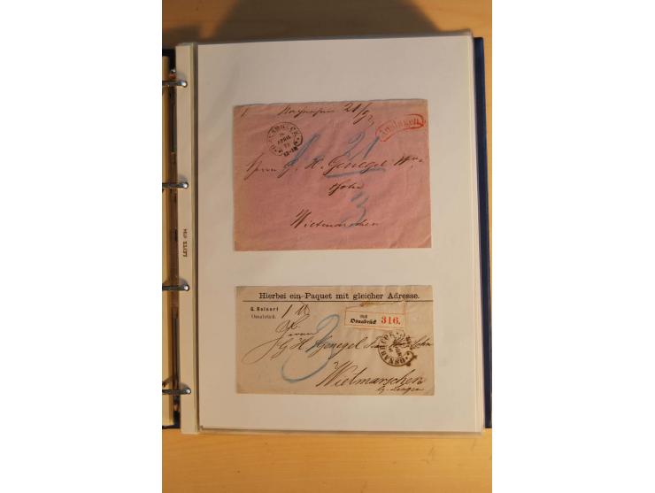 HUFEISENSTEMPEL: 1865/80 (ca.), sehr reichhaltige Sammlung auf losen Marken, Briefstücken und vielen Briefen, Karten, Ganzsac